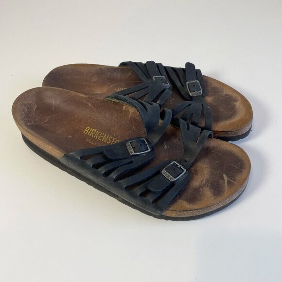 Birkenstock Shoes - Birkenstock Womens Granada Double Straps Birk Sandals Brown 9 Flat Open Slide